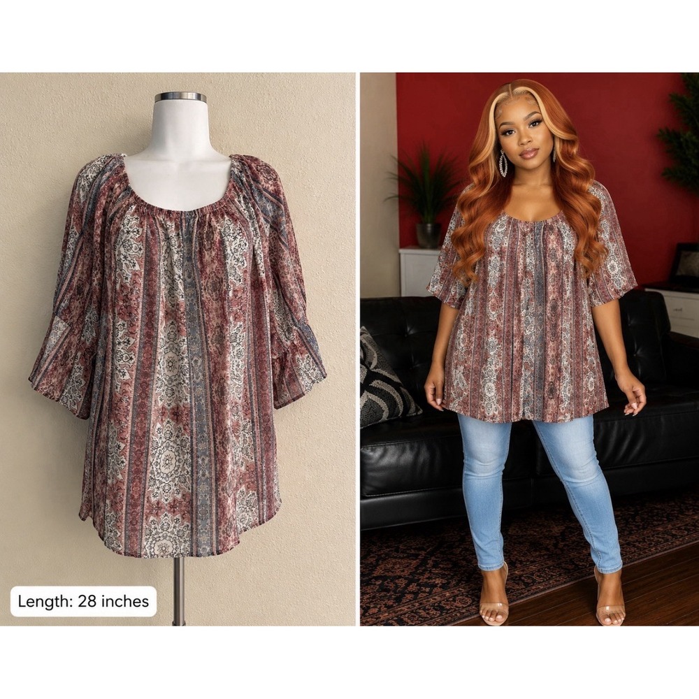 2X Ashley Stewart Fabb Multi Top #1026*8**